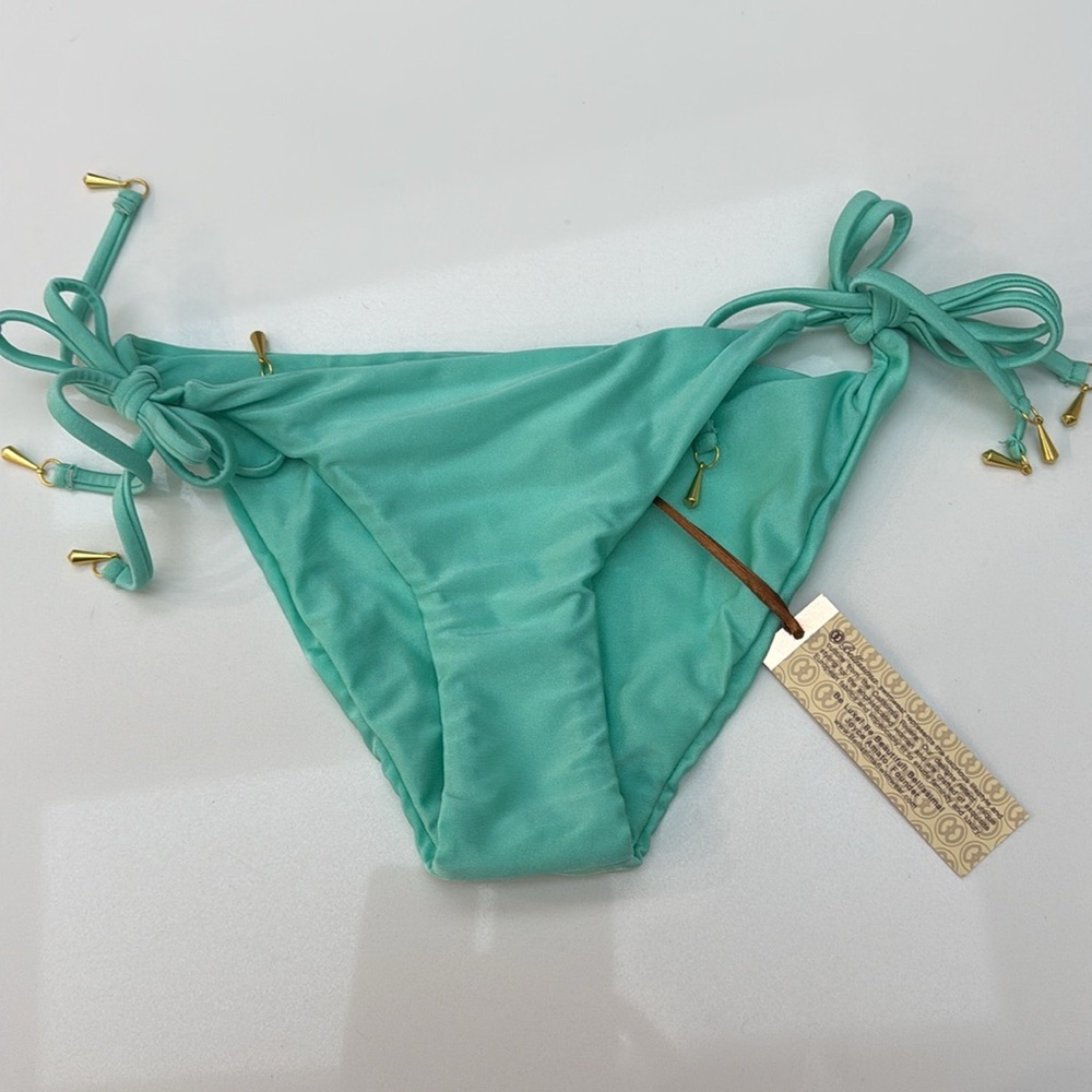 Bellissima Swimwear Turquoise Bikini Set with Gold Accents. - Picture 5 of 13